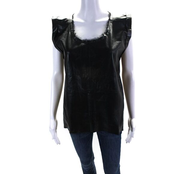 Roi Women's Scoop Neck Sleeveless Hi-Lo Hem Blouse Black Size S - Picture 1 of 4
